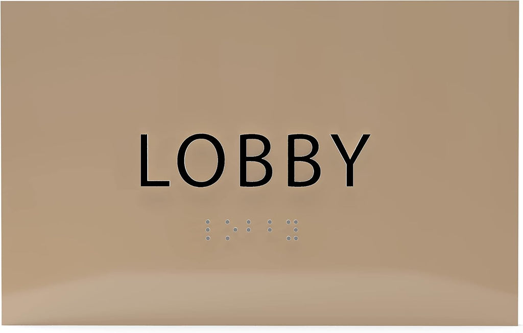 6" X4" Lobby Sign - Tactile Graphics Grade 2 Braille Text Reception Area Sign| Utility ADA Compliant Wall Mount Plastic Signs For Hospital, Offices, Businesses & Apartments