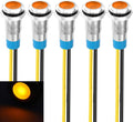 5pcs 8mm 110V-220V AC LED Waterproof Signal Lamp Metal Indicator Light (Yellow)