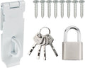 Alise Door Lock Hasp Latch with Padlock,4 Inch SUS 304 Stainless Steel Safety Packlock Clasp Hasp Lock Latch, with Fixing Screw for External Doors Window Cabinet Pet Cage, White Finish,MST009-W