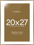 Homeforia 20x27 Picture Frame Bronze, High End Metal 20x27 Brass Poster Frames with Mat 16x24 Photo, 20 x 27 Frame Matted to 16 by 24 inch Print, 27by20 Thin Frames, Tempered Glass, Wall Kit, Set of 1