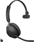 Jabra Evolve2 65 MS Wireless Headset with Link380c, Mono, Black – Wireless Bluetooth Headset for Calls and Music, 37 Hours of Battery Life, Passive Noise Cancelling Headphones