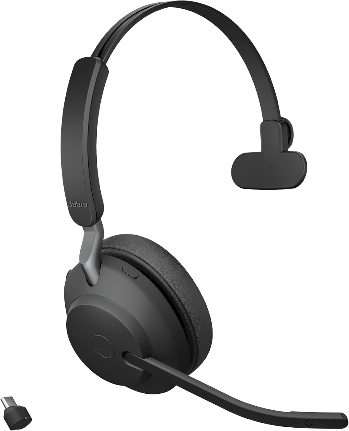 Jabra Evolve2 65 MS Wireless Headset with Link380c, Mono, Black – Wireless Bluetooth Headset for Calls and Music, 37 Hours of Battery Life, Passive Noise Cancelling Headphones