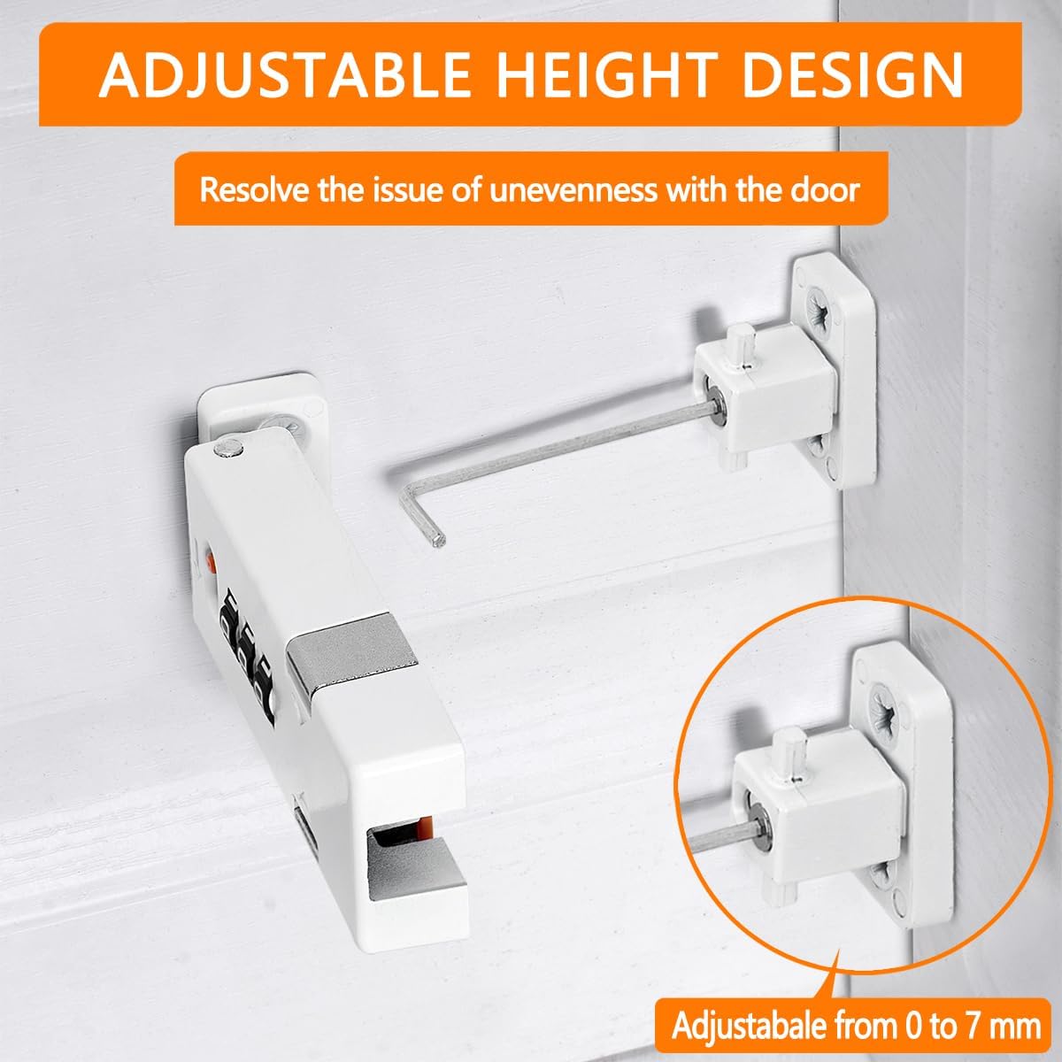 Cabinet Lock，Barn Door Latches,3-Digit Combination Security Locks,Combination Security Lock,for Office File Cabinet,Drawers,Locker,Small Door,Cupboard (1, White_90 Degree)