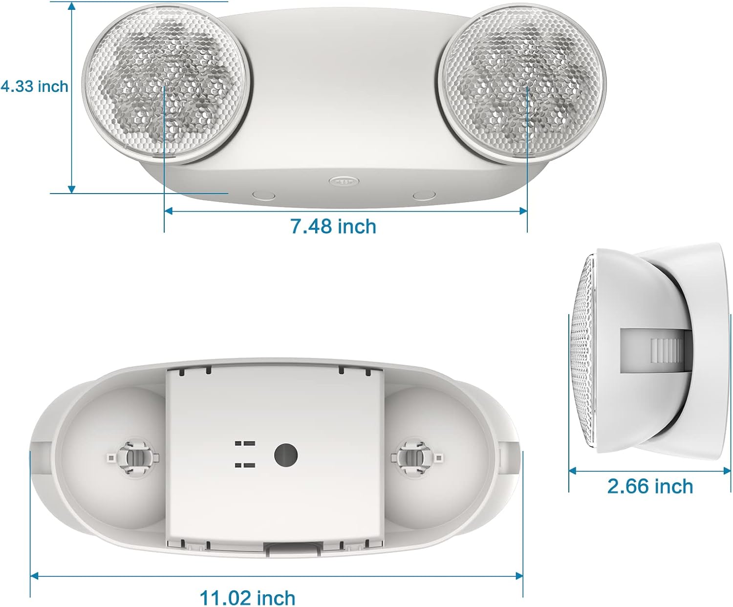 4 Pack Emergency Light, Emergency Lights for Business, LED Emergency Lights with Battery Backup, 2 Bug Eye Heads Adjustable Commercial Emergency Lighting Fixtures, UL 924 Certified