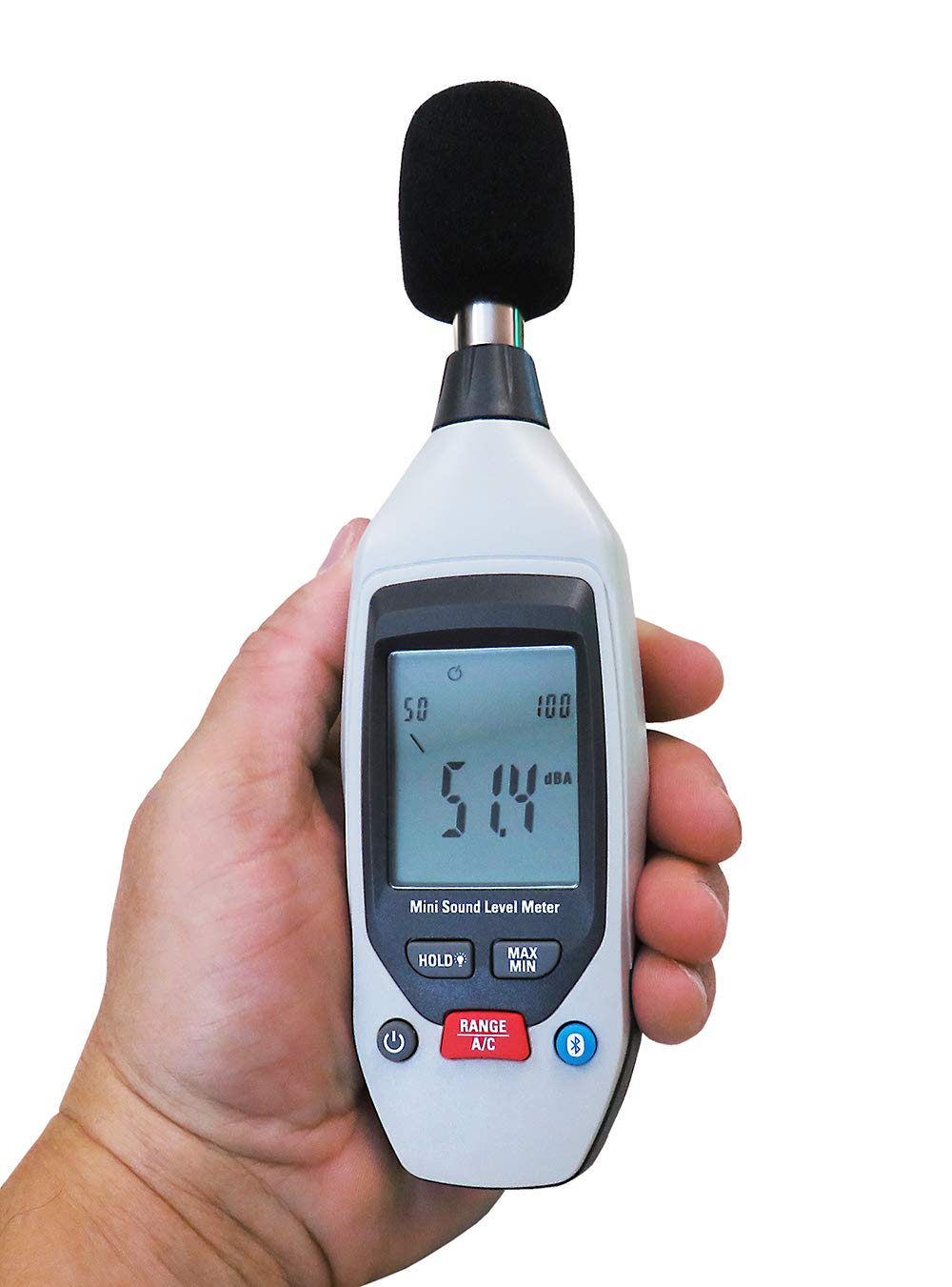 Sper Scientific Decibel Meter 850019 w/Bluetooth, Sound Level Meter 35 to 130 dB, SPL Meter A/C Weighted, Dual Range, Max/Min & Data Hold, Compact Audio Noise Measuring Device, Large Backlit Display
