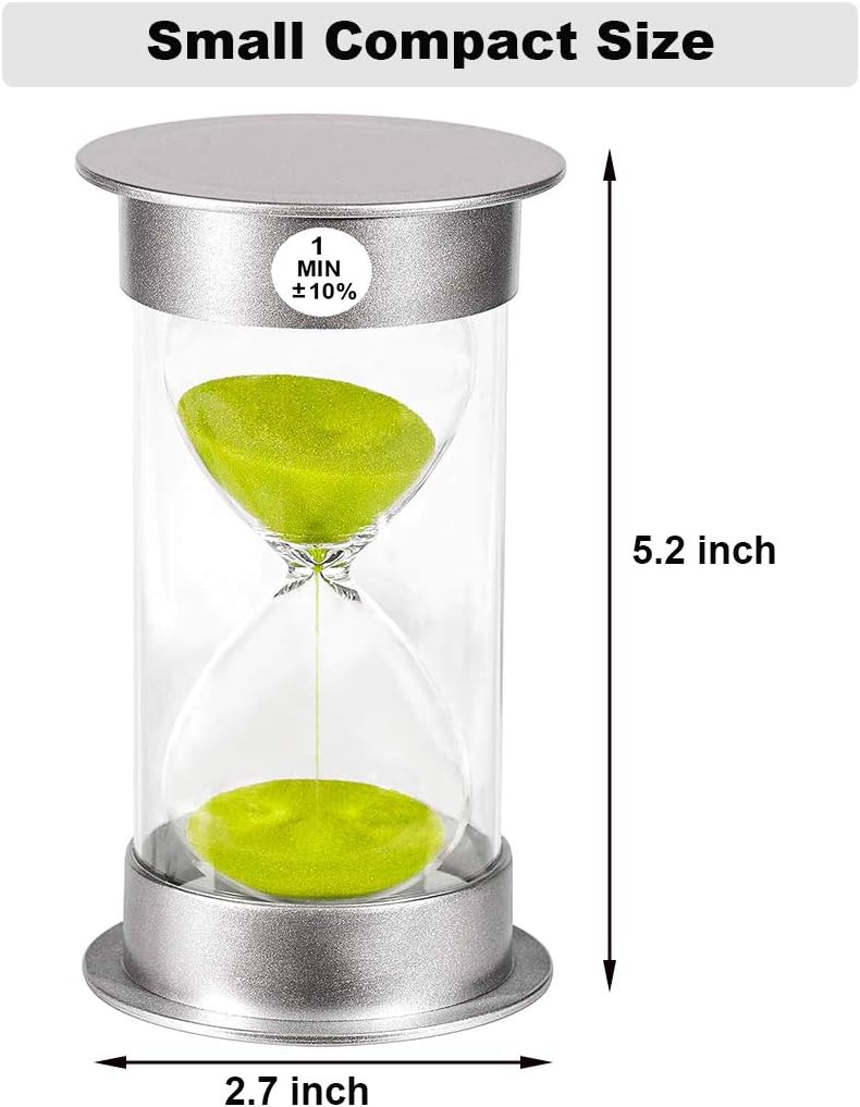 SuLiao Sand Timer 1 Minute Hourglass： Unbreakable Green Sand Watch 1 Min, Large Sand Clock one Minute, Colorful Plastic Hour Glass Sandglass for Kids, Games, Classroom, Kitchen, Decor