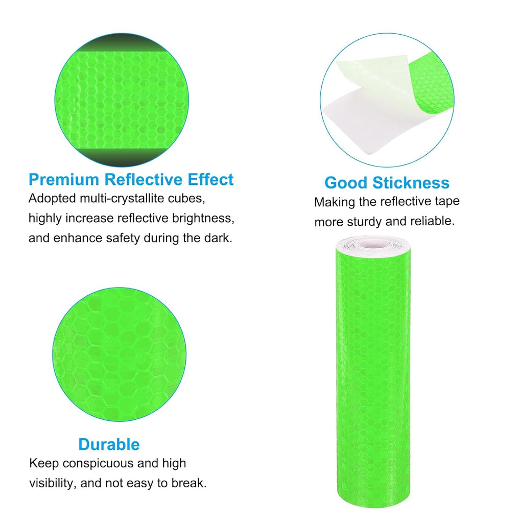 PATIKIL 6 Inch x 10 ft Reflective Tape, 1 Roll Waterproof Self Adhesive High Visibility Caution Warning Safety Tape Reflector with Scraper for Trucks Trailers Cars, Green