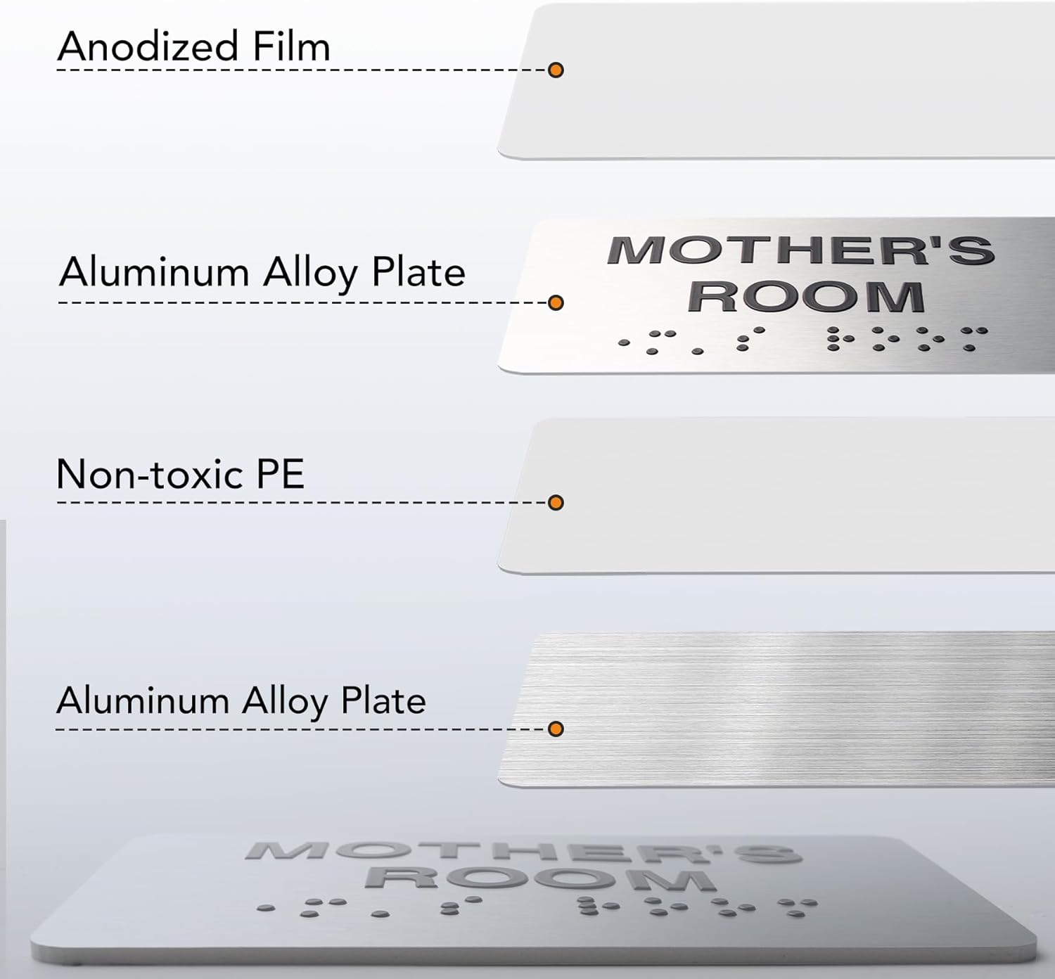 Conference Room Signs with Raised Text & Grade 2 Braille, Brushed Aluminum/Silver Finish Easy Install with Double-Sided Tape, ADA Compliant Conference Room Office Door Sign