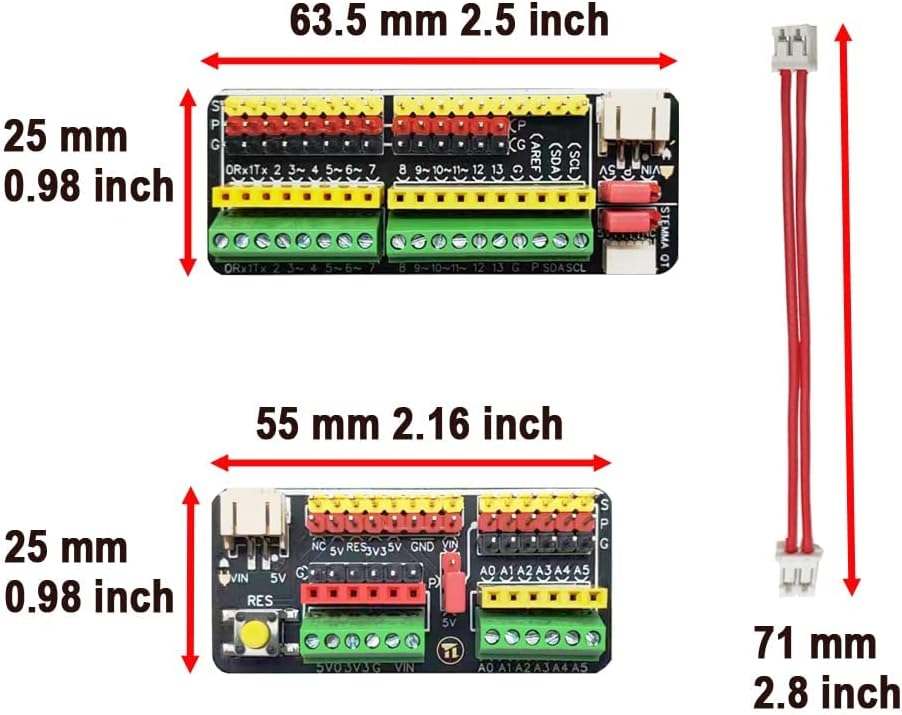 Proto Screw Shield V2 Expansion Board Breakout Board IO Sensor Module Terminal Block Compatible with Arduino UNO R3 with Cable