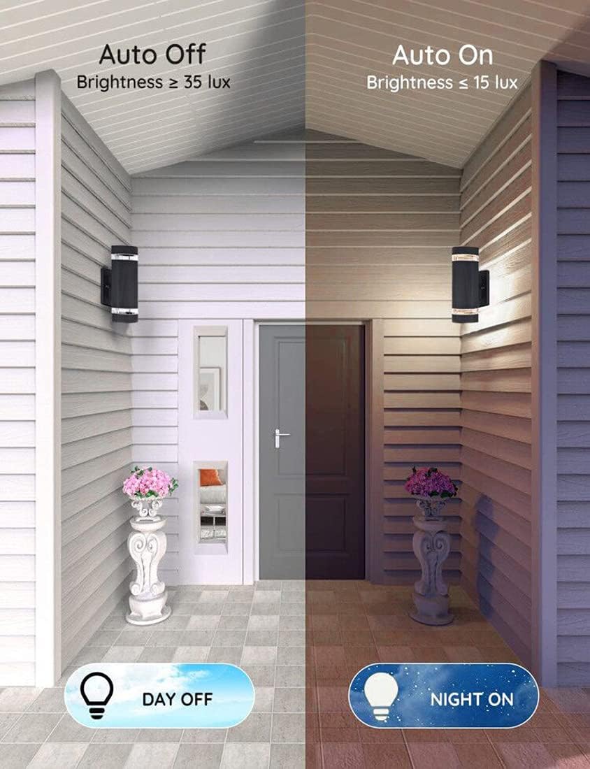 Porch Lights Outdoor Dusk to Dawn, Aluminum Outdoor Wall Light Fixture 6000K, Waterproof Wall Lamp Up and Down Lights Exterior Sconce Wall Lighting Fixture for House Doorway, ETL Listed