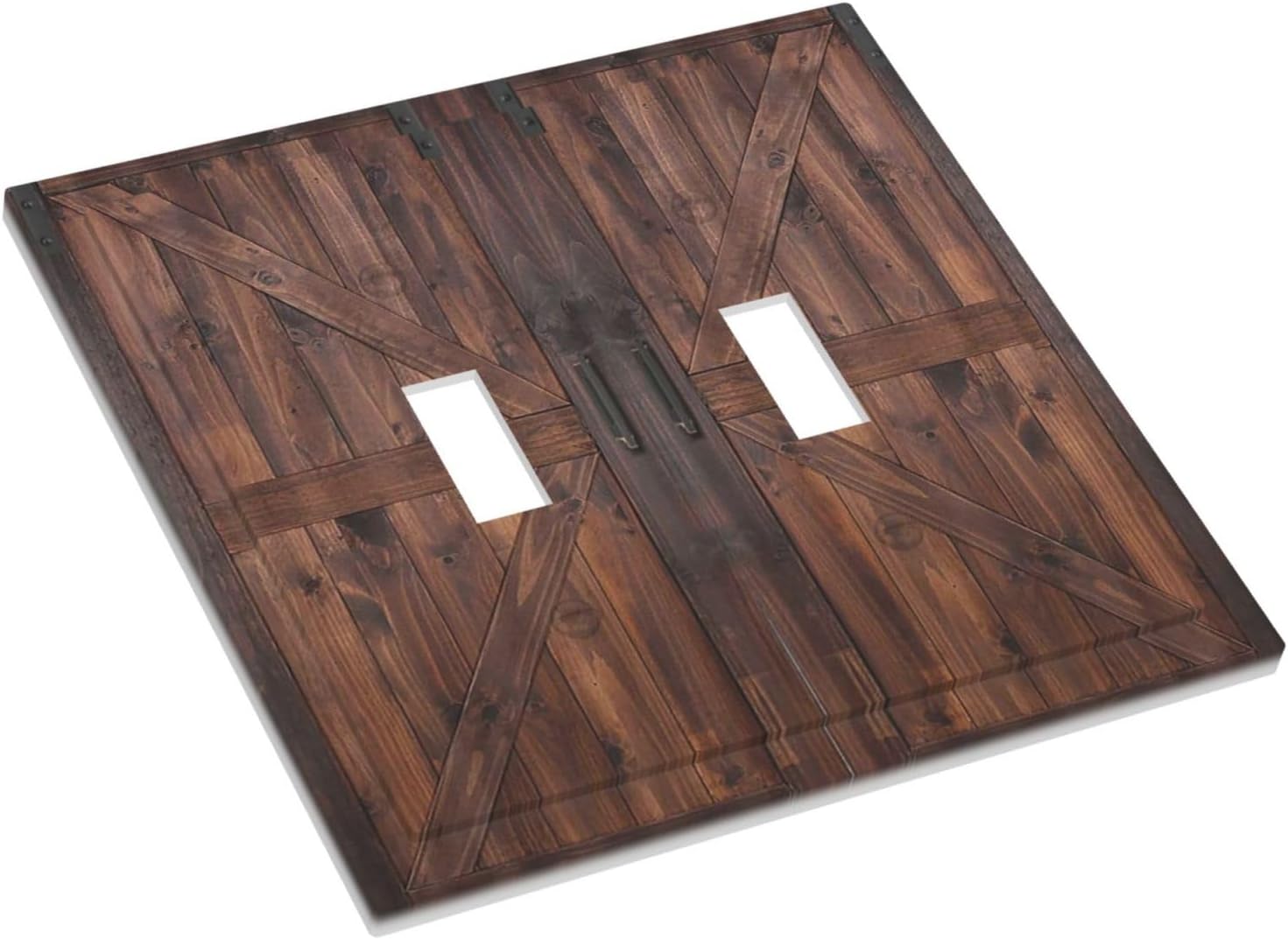 Decorative Light Switch Cover Plate Vintage Brown Farmhouse Barn Door 2 Gang Outlet Covers Double Toggle Wall Plates for Electrical Outlets Switch Plate Covers Faceplate for Bedroom Home Decor