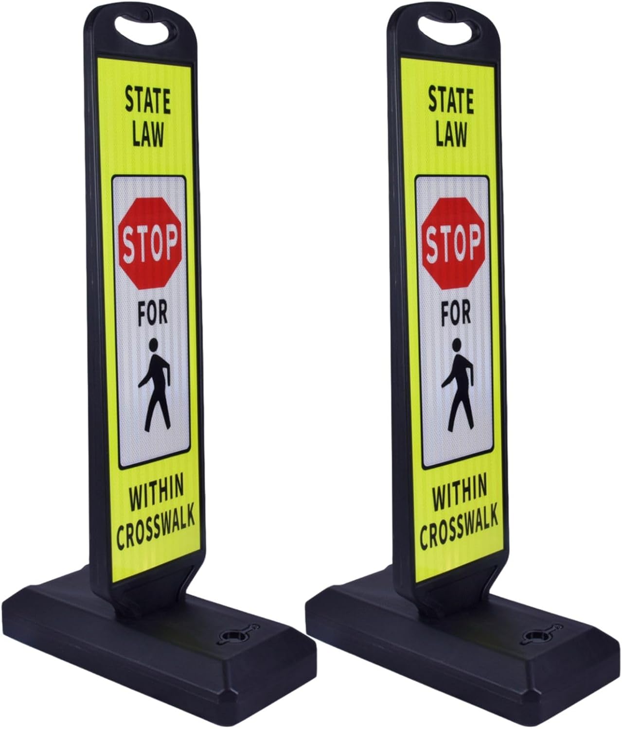 2-Pack Pedestrian Crosswalk Signs 44" Double-Sided Stop for Pedestrians Signs with Fillable Water Bases, Heavy-Duty Safety Cones for Streets, Parking Lots, and School Zones