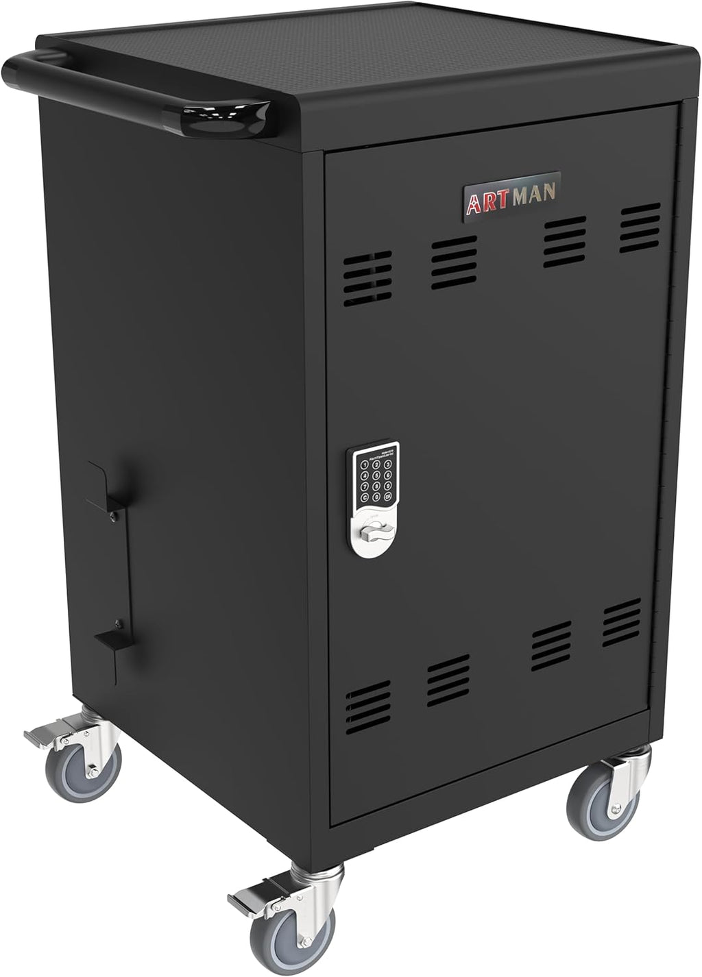Laptop Charging Cart, 30 Laptop Storage Cart, Electronic Combination Lock,Mobile Charging Cabinet for iPads up to 16.3", Chromebook Devices, Cord Management.School,Business.Black