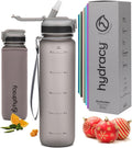 Hydracy Water Bottle with Time Marker -Large BPA Free Water Bottle & No Sweat Sleeve -Leak Proof Gym Bottle with Fruit Infuser Strainer & Times to Drink -Ideal for Fitness Sports & Outdoors