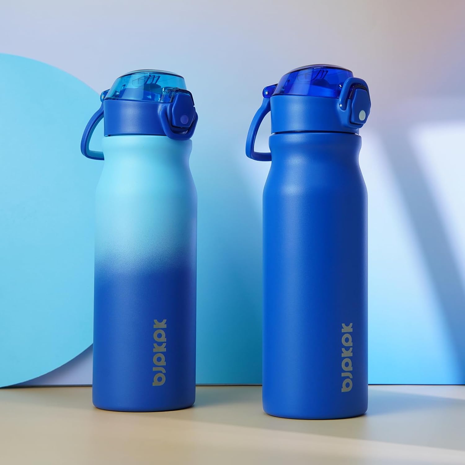 BJPKPK Insulated Water Bottle 25oz Stainless Steel Water Bottles with Straw and Carry Handle Double Wall Metal Thermal Flask,Sky