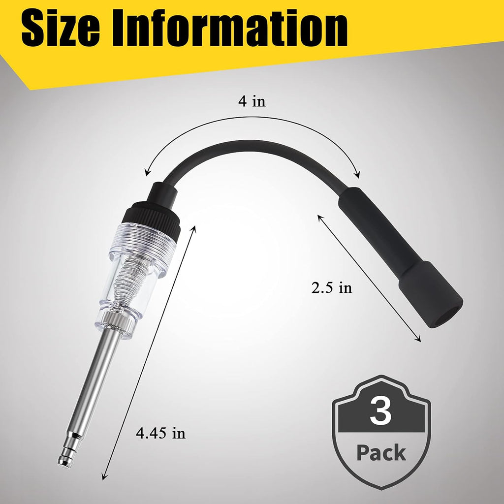 Inline Spark Plug Tester Engine Straight Boot Ignition Tester Light Lawnmower Checker Armature Diagnostic Detector for Automotive Car Internal External Engine(3 Pieces)