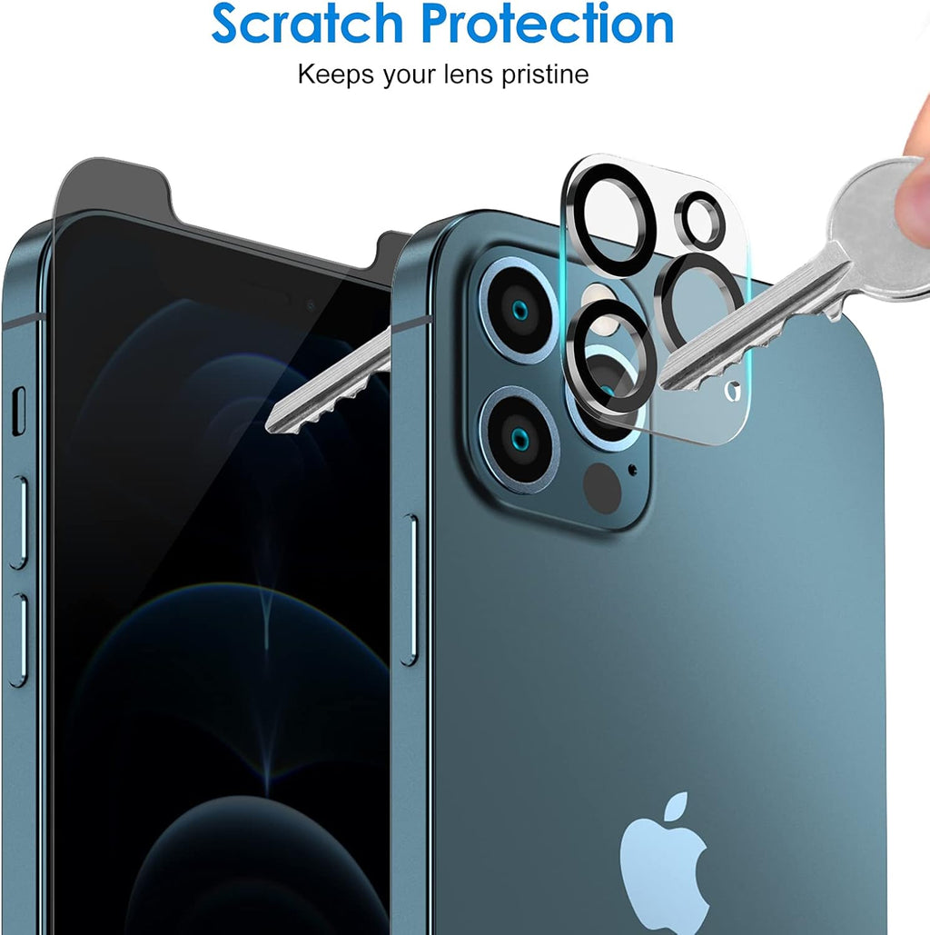 JETech Privacy Screen Protector for iPhone 12 Pro Max 6.7-Inch with Camera Lens Protector, Anti Spy Tempered Glass Film, 2-Pack Each