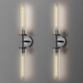 Black Wall Sconces Set of Two, 30" Modern Wall Lighting, Double Lights with Clear Glass Tubes, Knurled Vanity Light for Bathroom, Living Room, Bedroom, Hardwired (Including Bulb)