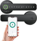 Fingerprint Smart Lever Lock TUYA APP Control Keyless Entry Bluetooth Touchscreen Indoor Handle Biometric Electronic Digital Door Knob with Keypad Suitable for Hotel Office Apartment Bedroom