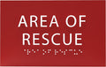 6" X4" Area of Rescue Sign - ADA Compliant Tactile Graphics Grade 2 Braille Text Wall Sign | Emergency Assistance, Refuge Place Sign for Schools, Offices, Apartments & Restaurants