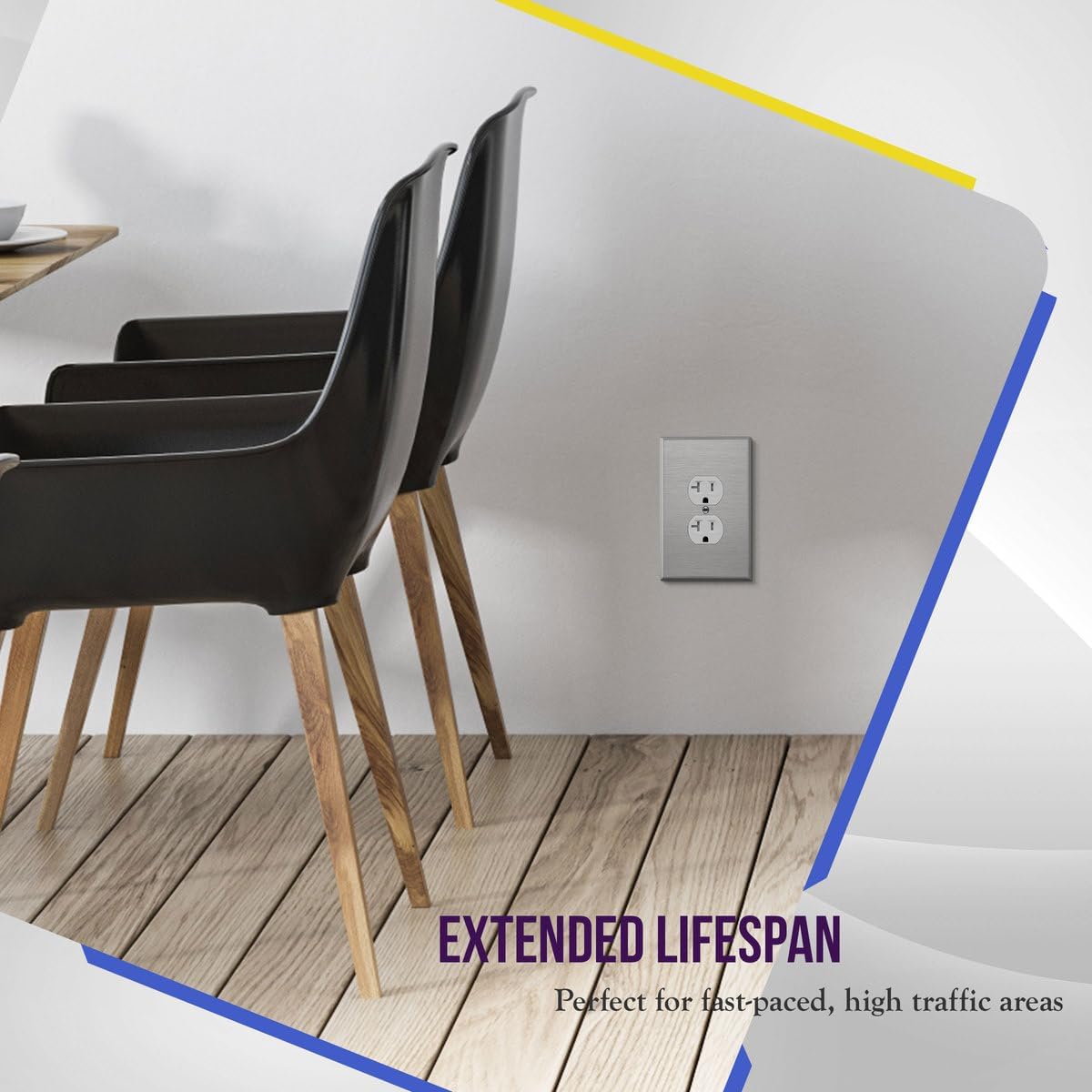 ENERLITES Duplex Receptacle Jumbo Metal Wall Plate, Stainless Steel Outlet Cover, Corrosion Resistant, Over Size 1-Gang 5.5" x 3.5", UL Listed, 7721O, 430, Silver