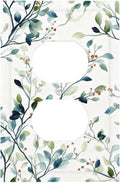 Decorative Outlet Covers Rustic Eucalyptus Leaf Geen Sage Leaves 1 Gang Duplex Light Switch Cover Plate Unique Wall Plates for Electrical Outlets Switch Plate Covers for Bedroom Home Decor