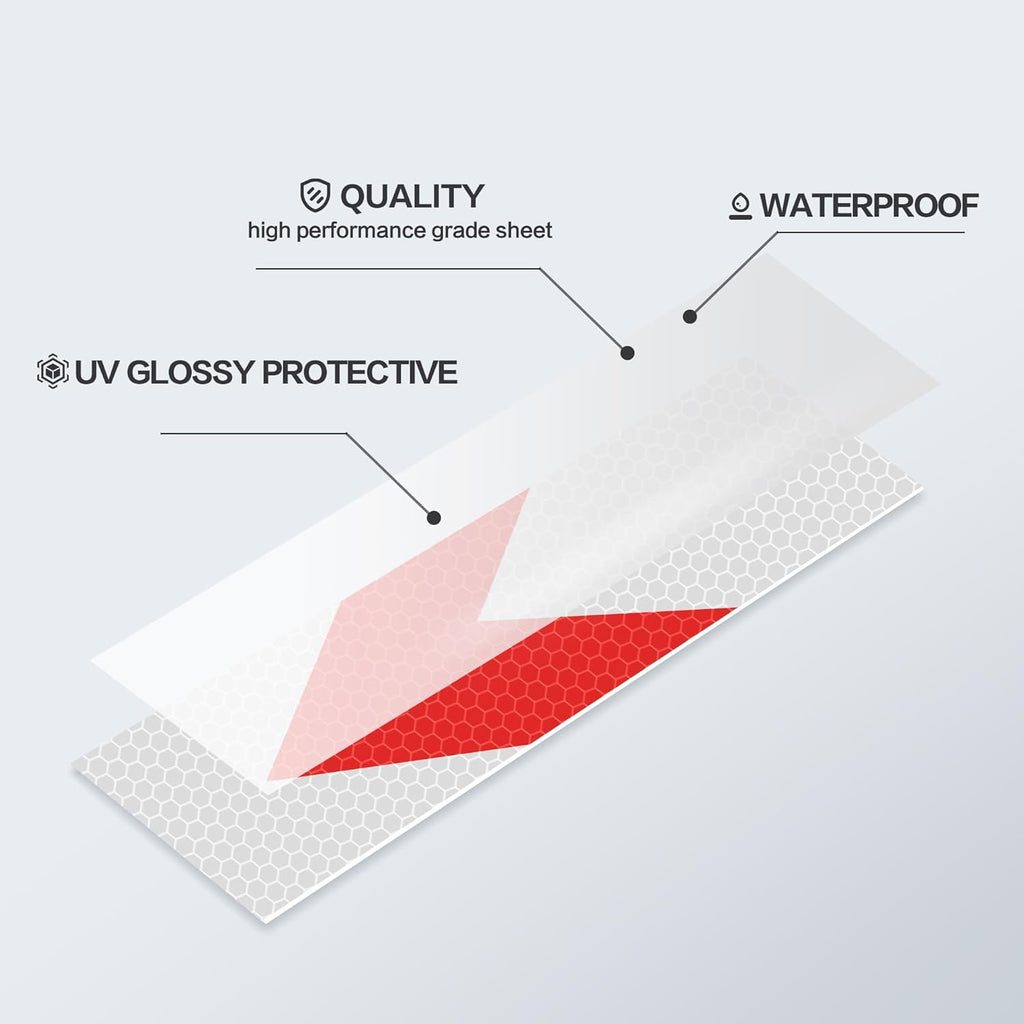 White Red Arrow Reflective Tape 2 Inch x 33 FT Waterproof Caution Tape Reflective Stickers for Floor,Step,Cars,Warehouse,exit.