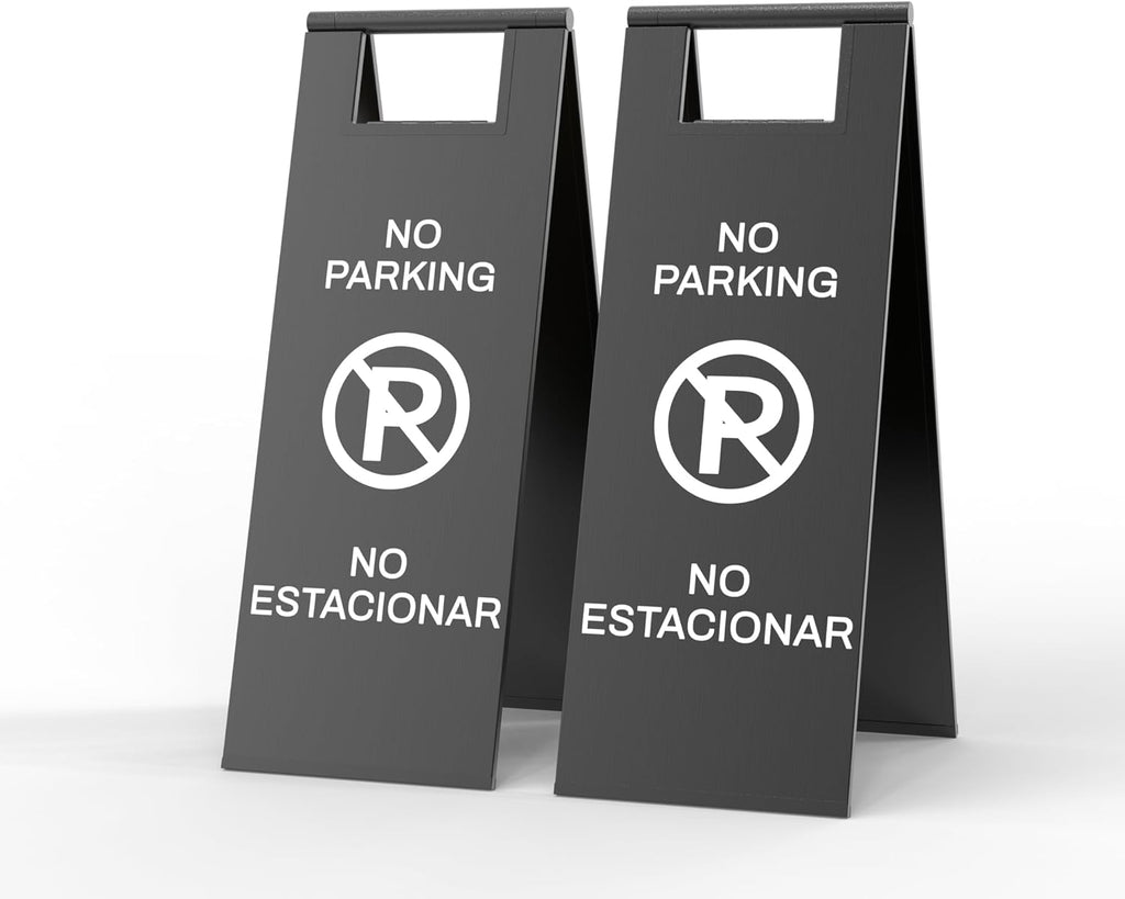 2-Pack No Parking Sign, stainless steel,24 Inch Height, Double Sided A-Shaped Frame No Parking Sign, Folding No Parking Signs for Outside, Lawn, Driveway, Garage, Yard, Fire Lane