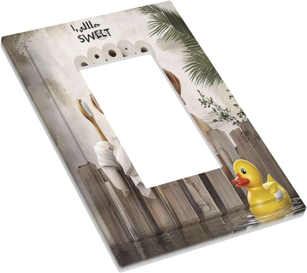 Funny Dog Rustic Farmhouse Wooden Fence Labrador Decorative Outlet Covers 1 Gang Single Rocker Light Switch Cover Plate Wall Plates Gfci Faceplate For Kids Room Bathroom Decor