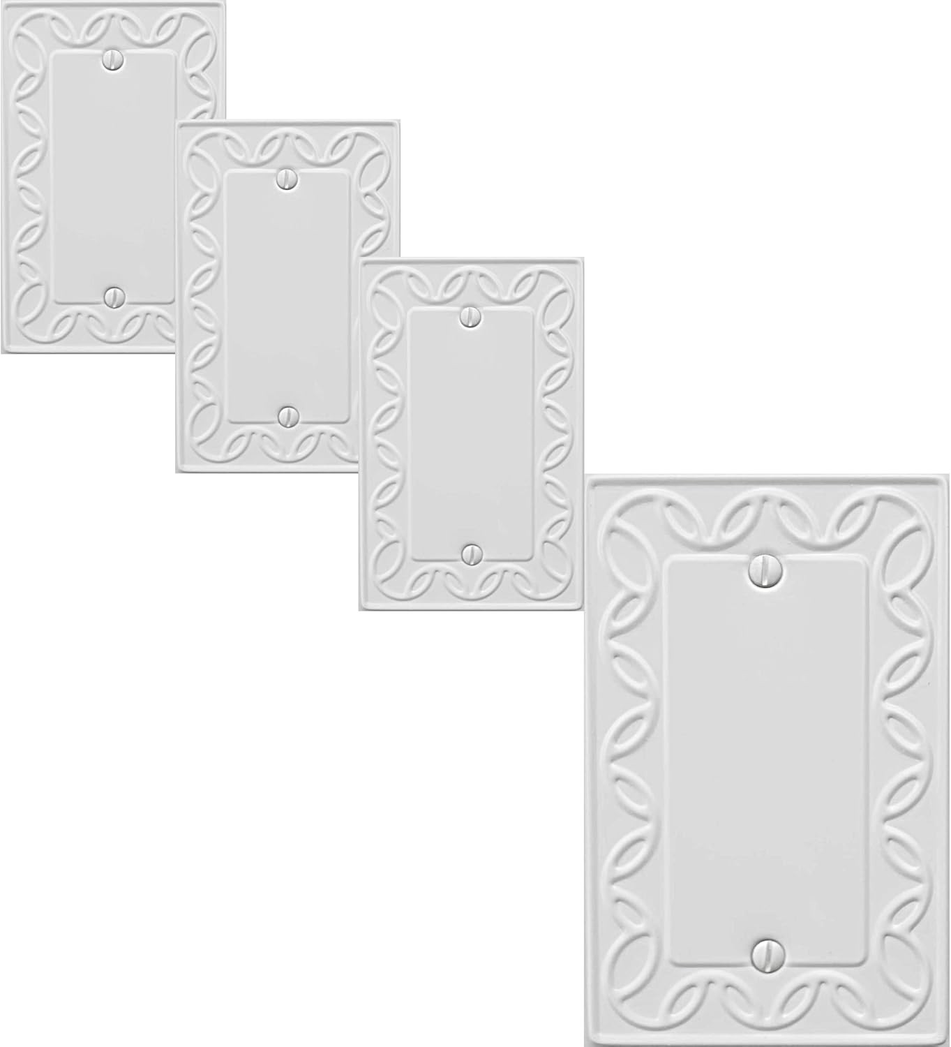 Single Blank Light Switch Cover NovaBloom Metal Wall Plate, 4-Pack White 1 Gang, Light Switch Cover Outlet Cover Decorative Wallplate, Durable