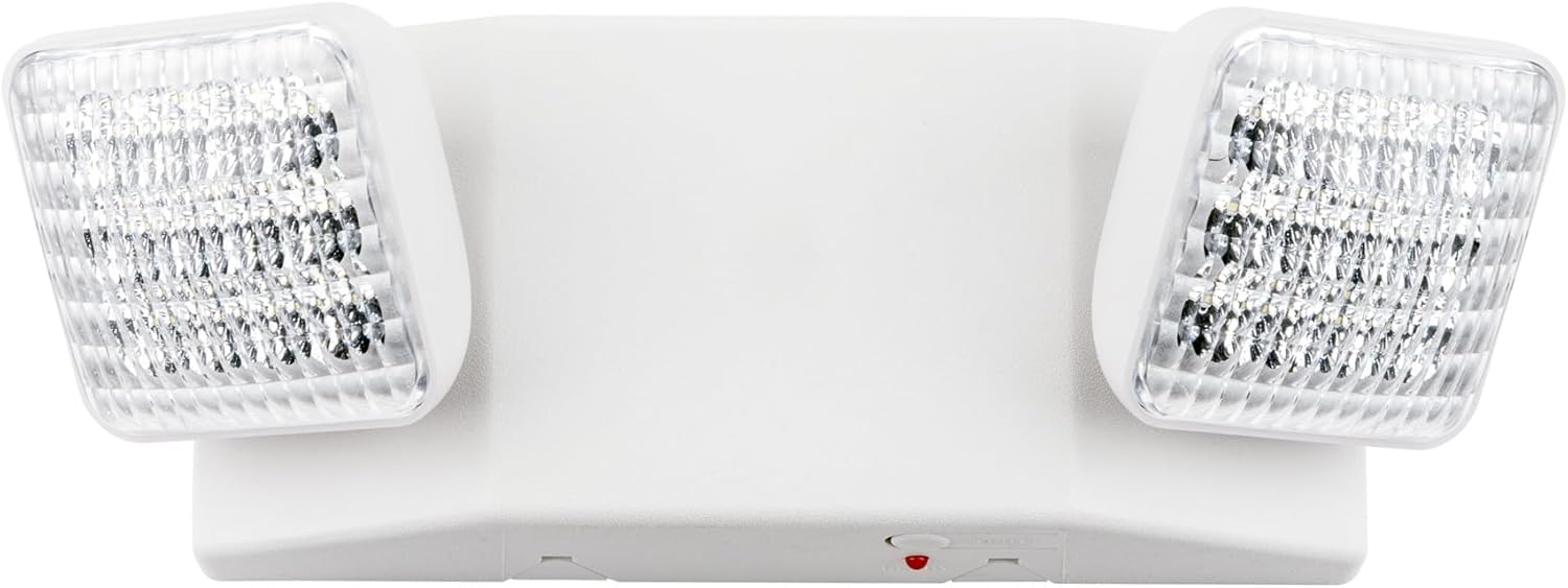 LIT-PaTH LED Emergency Lighting Fixtures with 2 LED Heads and Back Up Batteries- US Standard Exit Light, UL 924 and CEC Qualified, 120/277 Voltage, 1-Pack