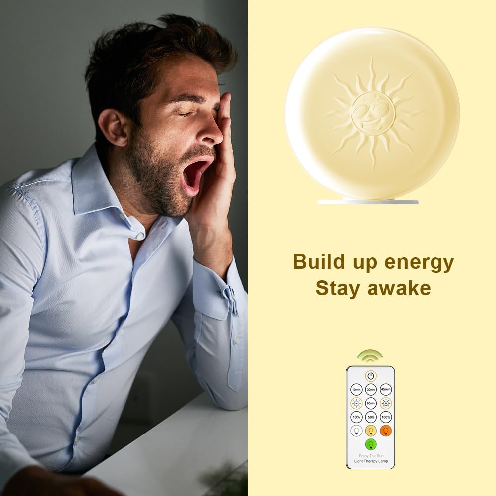Light Therapy Lamp,2 Major Functions,Activate Mood,Relieve Headache,UV-Free 10000 LUX Treatment Light,20-Level Drightness Fine-Tuning, 4 Timings,Large Glossy Rotatable Stand (RLTL00100)