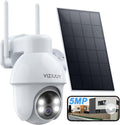 5MP Solar Security Camera Outdoor, Wireless Battery Powered Security Camera with 360°View, Pan and Tilt, Color Night Vision with Floodlight,PIR Human Detection,Compatible with Alexa