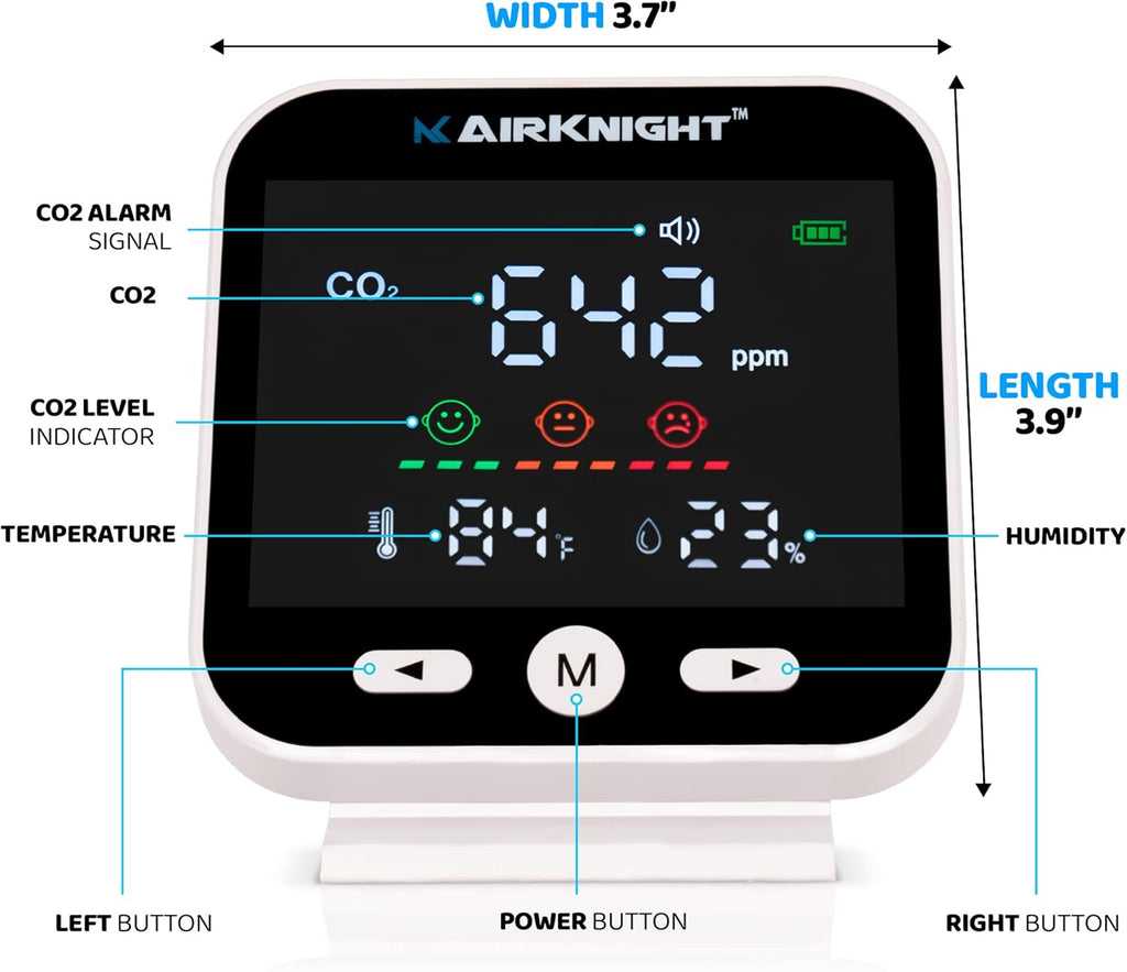 CO2 Monitor Indoor with Bonus Humidity & Temperature Readings | Carbon Dioxide Meter, Homebrewing - Carbon Dioxide Detector, Portable CO2 Detector, CO2 Meter Indoor, CO2 Sensor