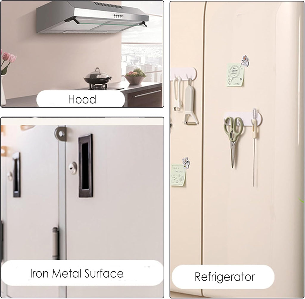 2-Pack Magnetic Key Holder with 3 Hooks for Refrigerator, Kitchen, and Laundry Rooms