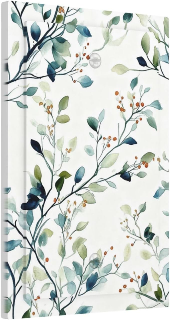 Decorative Light Switch Cover Plate Rustic Eucalyptus Leaf Geen Sage Leaves 1 Gang No Device Single Blank Outlet Covers Wall Plates for Electrical Outlets Faceplate for Bedroom Home Decor