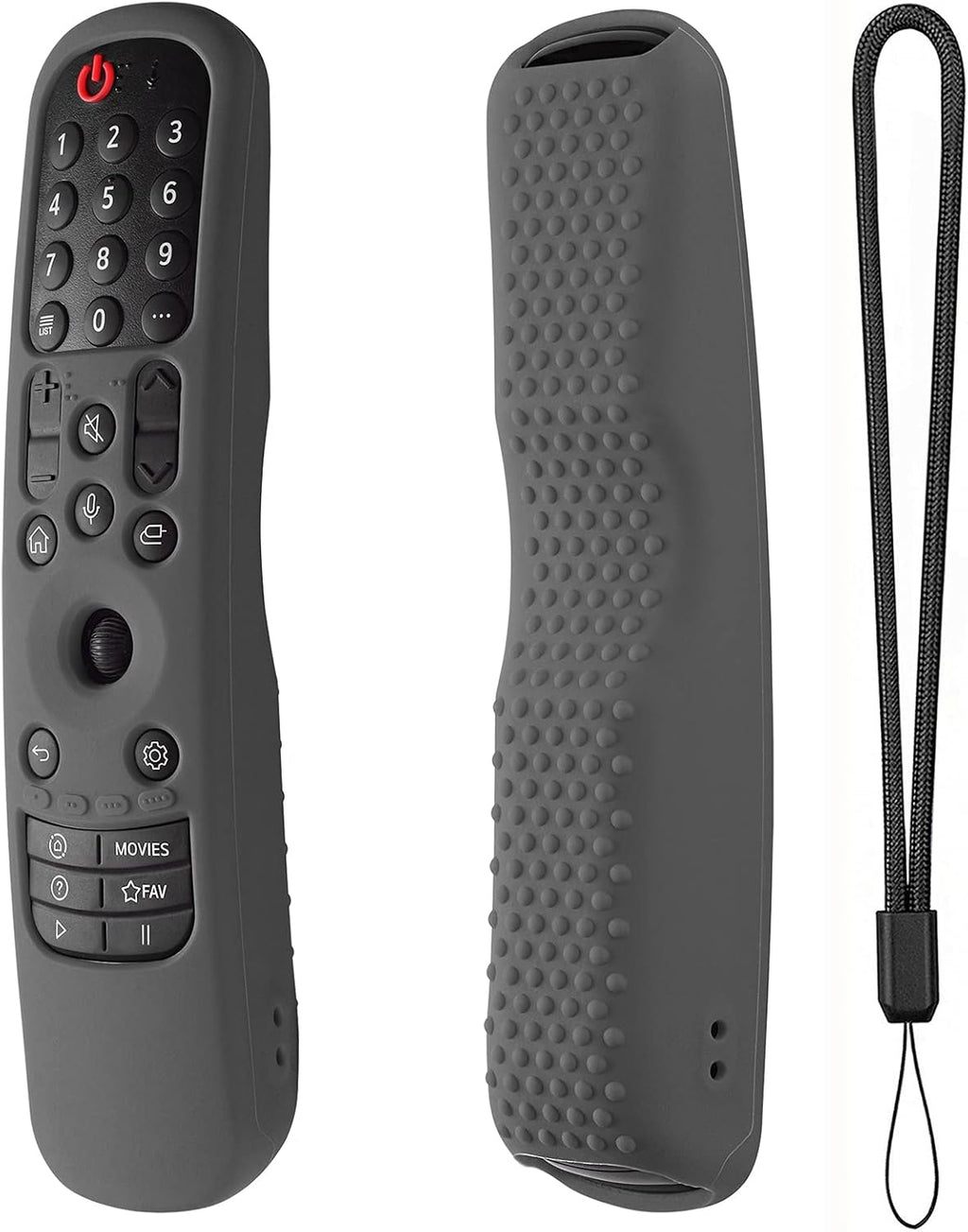 Hi Color Silicone Cover for MR24GA/MR21GA/MR22GN/MR23GA Protective Case Compatible with LG Magic TV C2 C3 G3 OLED Remote Control Slicone Sleeve with Lanyard (Dark Grey)