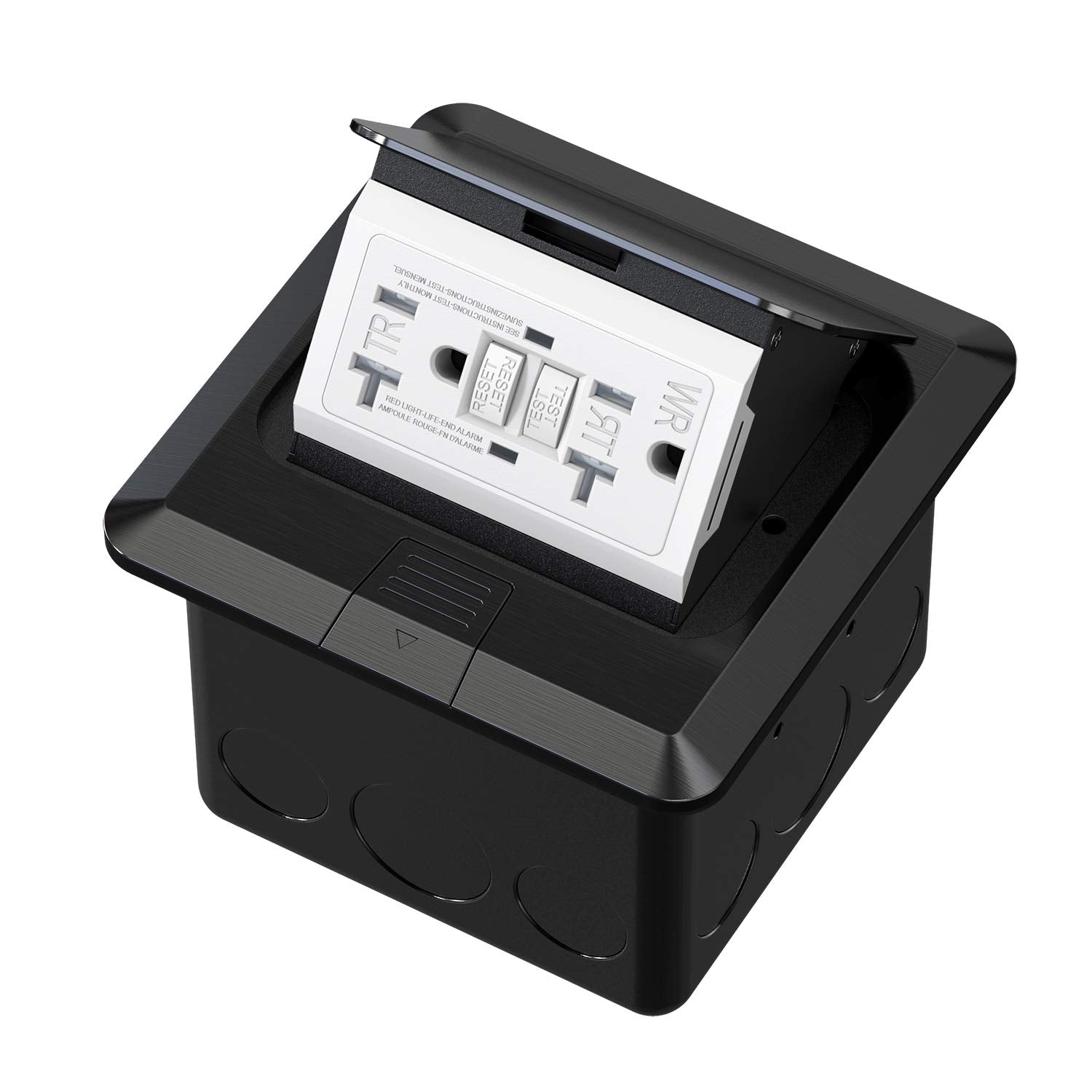 KYHSHJ Pop Up Floor Electrical Outlet with 20 Amp Stainless Steel GFCI Tamper Receptacle Outlet, Corrosive Resistant Hardware，ETL Listed,Black