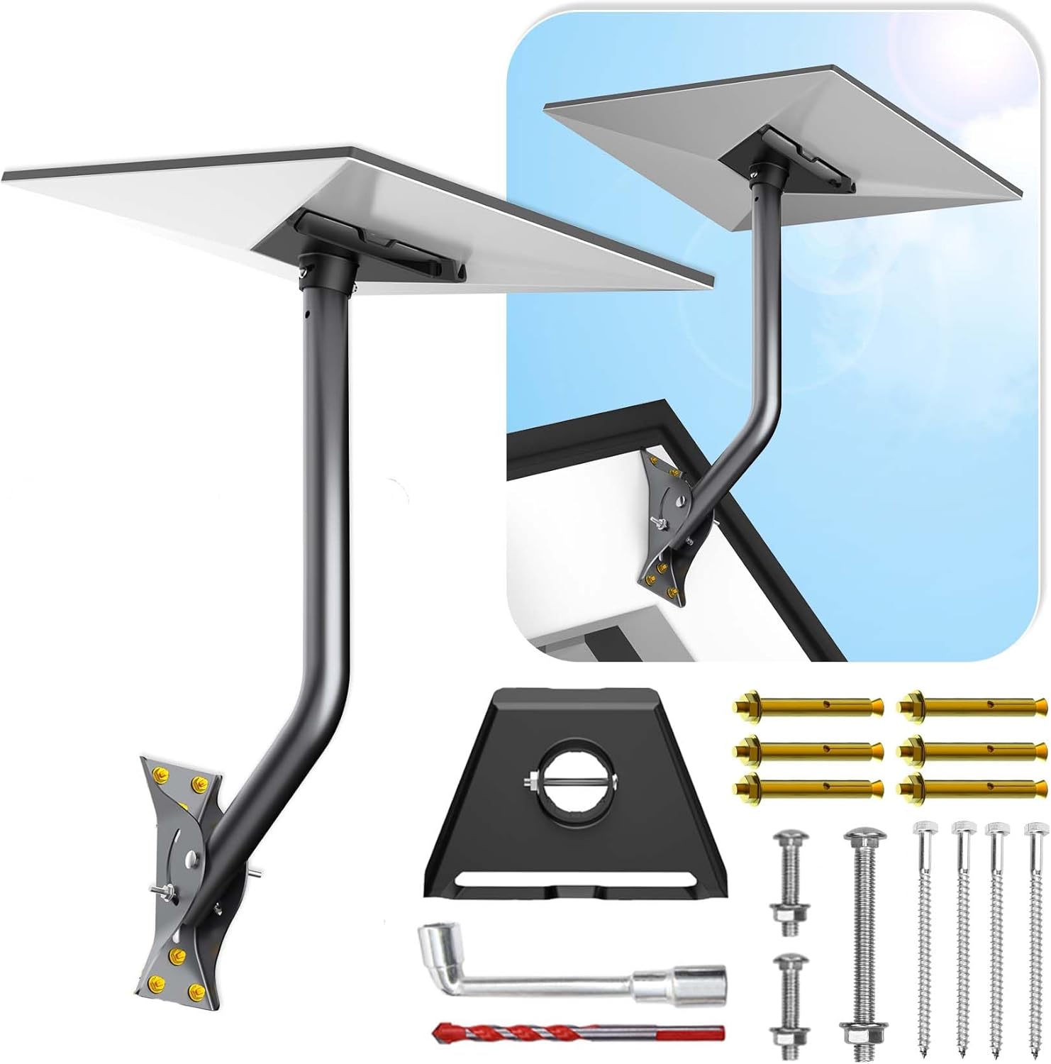 Gen 3 Mount for Starlink, Adjustable Wall /Roof Mounting Kit Compatible with V3 Starlink Standard Dish【Include Aluminum Gen 3 Pipe Adapter】