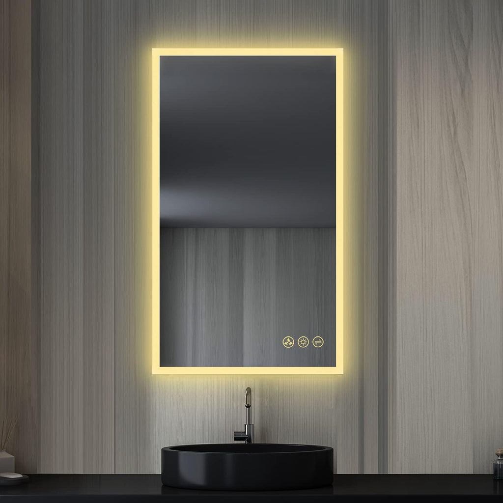 Blossom 21x36 LED Mirror for Bathroom | Backlit LED Vanity Mirror with Anti-Fog, Stepless Dimmable, 3 Color Temperature | Lighted Mirrors for Bathroom Wall | Smart Vanity Makeup Mirror with Lights