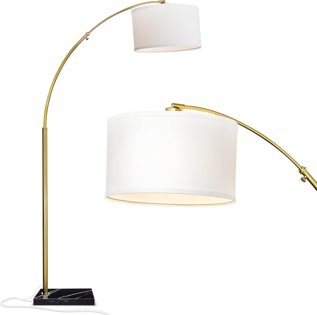 Brightech Logan Arc Floor Lamp, Bright Standing Lamp for Living Rooms, Offices & Bedrooms, Modern Living Room Décor, Tall Hanging Floor Lamp for Reading and More – Gold/Brass