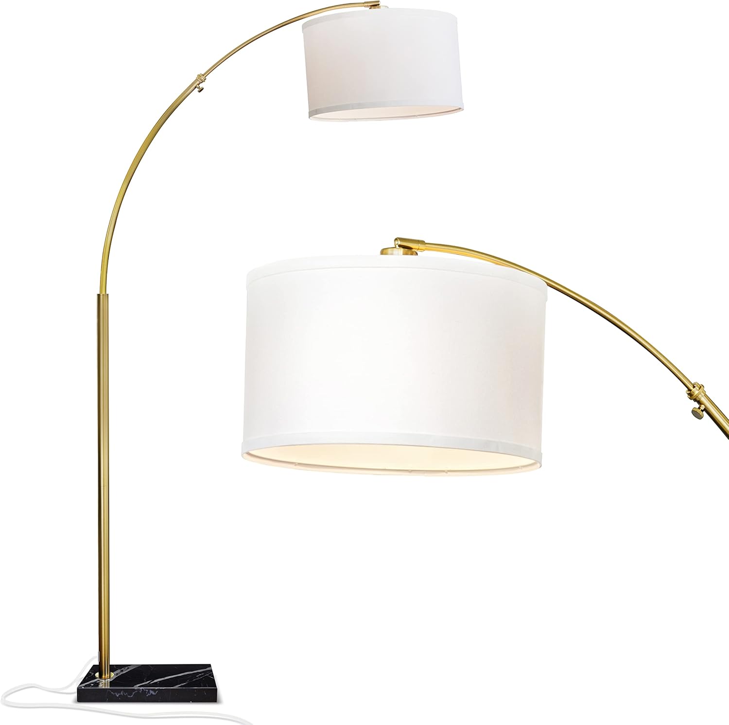 Brightech Logan Arc Floor Lamp, Bright Standing Lamp for Living Rooms, Offices & Bedrooms, Modern Living Room Décor, Tall Hanging Floor Lamp for Reading and More – Gold/Brass