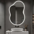 Asymmetrical Lighted Mirror for Bathroom,Modern LED Vanity Mirror with Backlit,Fog-Free,Tri-Color Dimmable Lighting with Memory Function,Hardwire Ready [Horizontal/Vertical] 48" H x 30" W