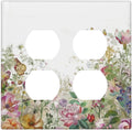 Outlet Covers Boho Wildflower Colorful Floral Butterfly 2 Gang Double Duplex Decorative Light Switch Covers Electrical Wallplates Socket Faceplate For Bed Room Living Room Decor