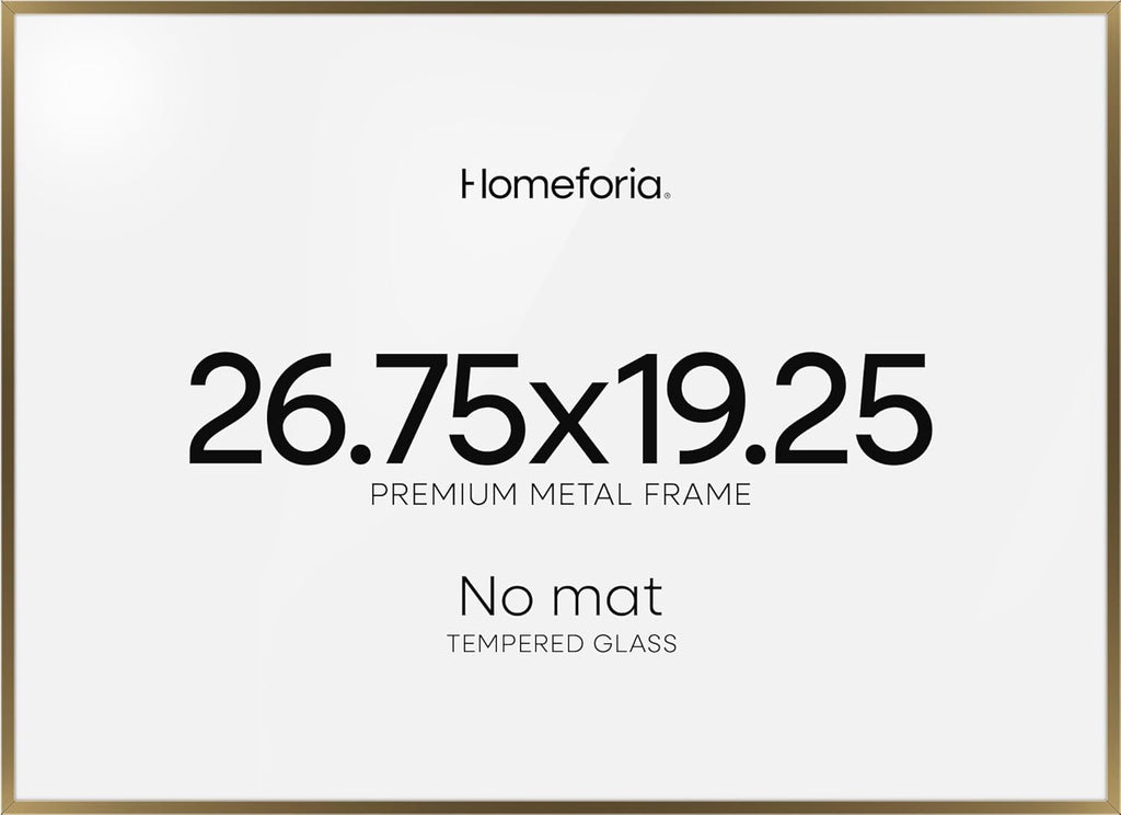 Homeforia 19.25x26.75 Bronze Puzzle Frame, High End Metal 19.25 by 26.75 Picture Frames without Mat, 26.75x19.25 Brass Art Frame for Wall, 19.25by26.75 Puzzle Frames, Tempered Glass, Wall Kit, Set of 1