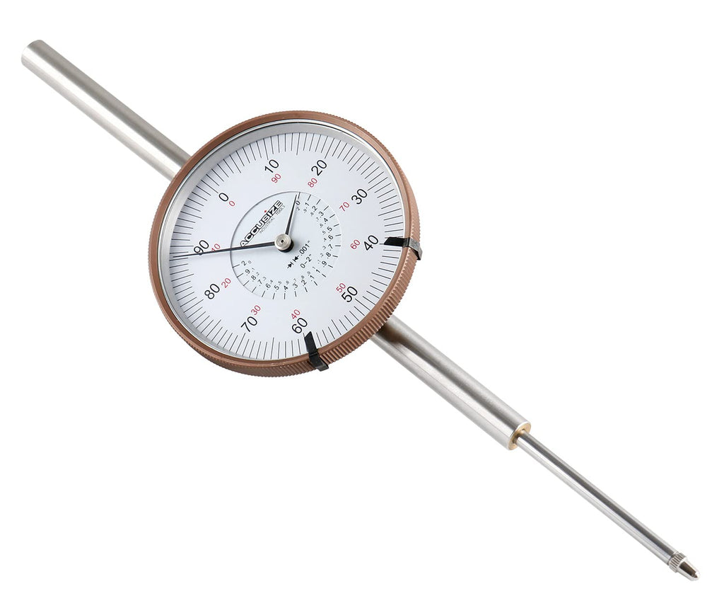 Accusize Industrial Tools Agd2 Style 0-2'' by 0.001'' Dial Indicator with A 3'' Big Face, Lug Back, P900-S090