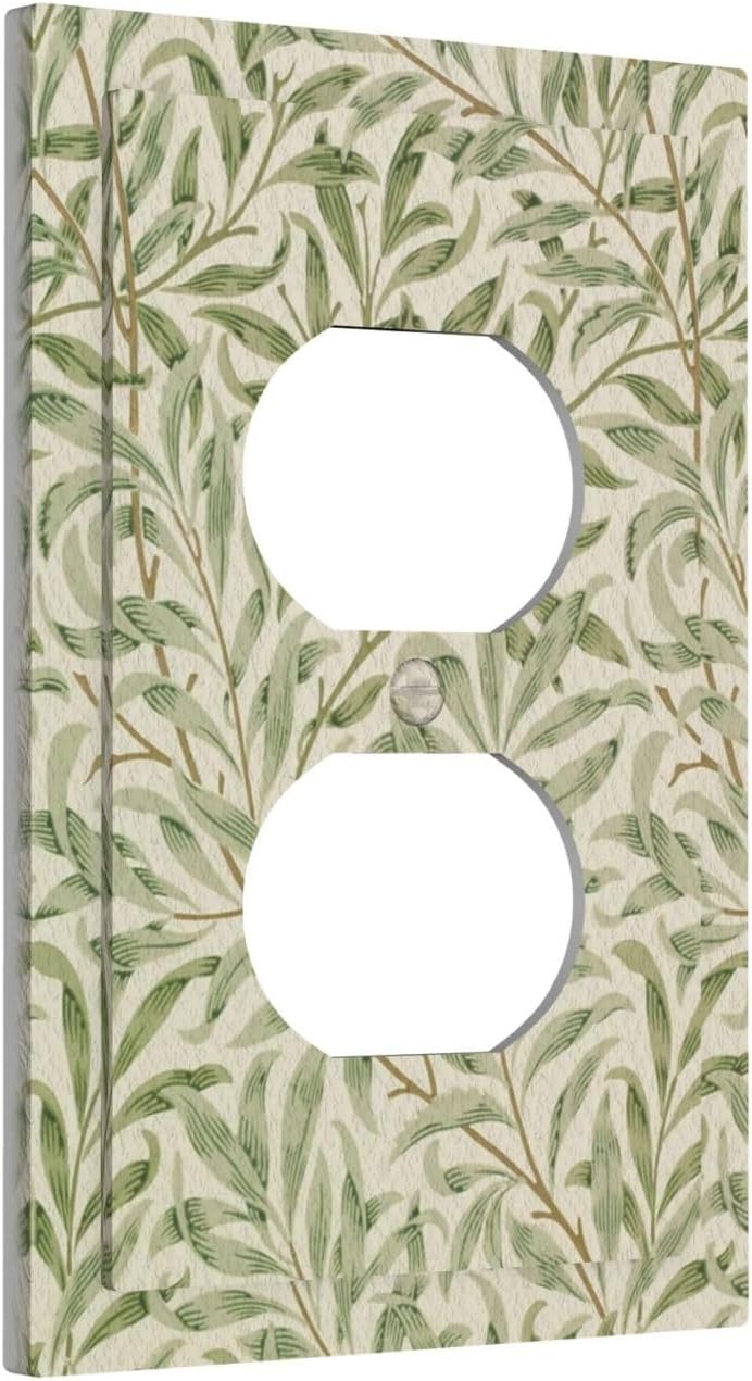 Decorative Outlet Covers Vintage Morris Willow Leaf Green Leaves 1 Gang Wall Plate Receptacle Duplex Light Switch Cover Plate Single Dual Plug Covers Electrical Switchplate Faceplate