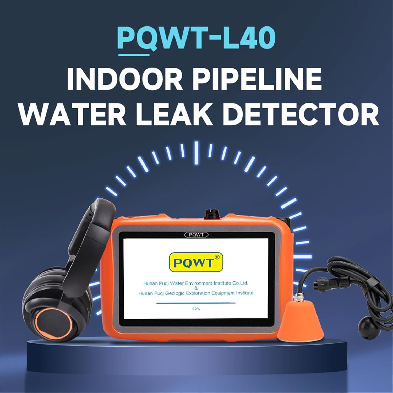 PQWT L40 Underground Water Leak Detectors for Home Wall Water Pipe Detector Machine Vertical Sensor Acoustic Pipeline Leakage Detection Kit Noise Reduction Headphone Smart Touchscreen Carry Case