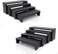 Large Display Wood Risers Wooden Stand 8 Tier Wood Racks Decorative Rectangular, 2 Set 8 Piece Cupcake Stands Cologne Perfume Organizer Dessert Showcase Items(black)