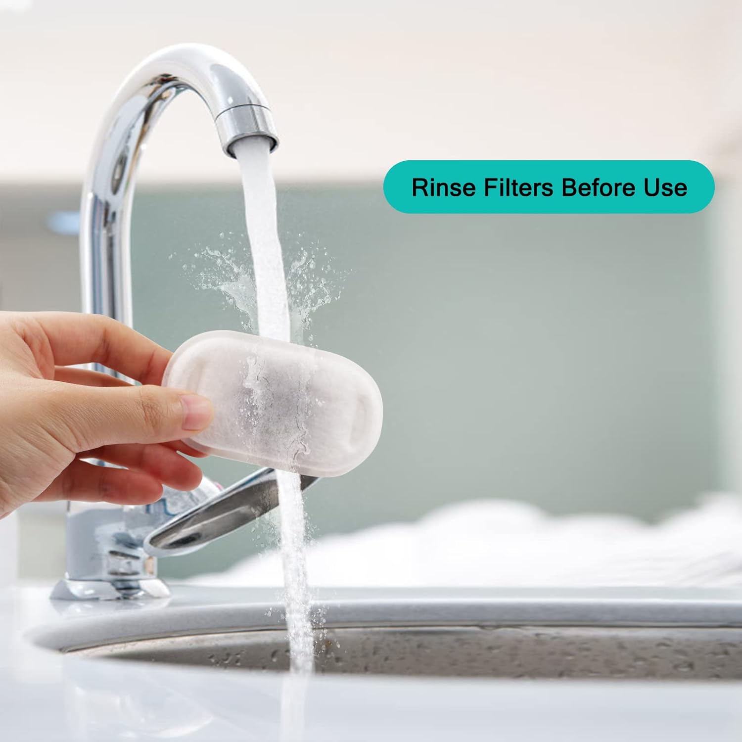 Cat Water Fountain Filters for Stainless Steel 67oz/2L Adjustable Water Flow Pet Fountain, 12 Pack Pet Replacement Filters with 12 Sponges